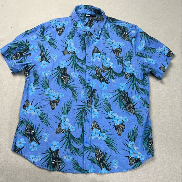 Star Wars Other - Star Wars Shirt Men's 2XL Blue Hawaiian Chewbacca Floral Disney Button Up